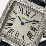 ساعت کارتیر زنانه دومونت بند چرم مشکی Cartier Santos-Dumont CR6750L