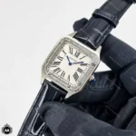 ساعت کارتیر زنانه دومونت بند چرم مشکی Cartier Santos-Dumont CR6750L