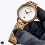 ساعت زنانه گوچی رزگلد صفحه سفید Gucci M2861L