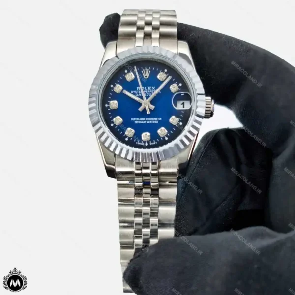 ساعت رولکس زنانه نقره ای صفحه آبی Rolex Datejust RX7057G