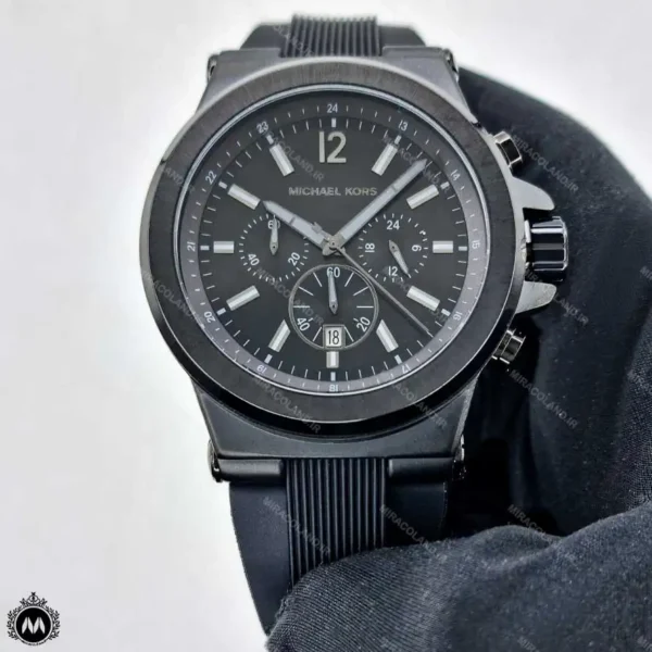 ساعت مچی پسرانه مایکل کورس بند سیلیکنی فول مشکی Michael Kors MK2356G