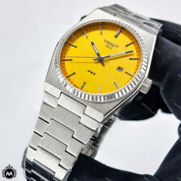 ساعت مچی مردانه تیسوت پی آر ایکس صفحه زرد TISSOT PRX TP4757G