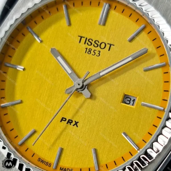 ساعت مچی مردانه تیسوت پی آر ایکس صفحه زرد TISSOT PRX TP4757G