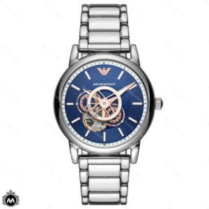 ساعت مچی مردانه امپریو ارمانی موتور اتوماتیک صفحه اسکلتون آبی Emporio Armani AR60036