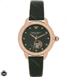 ساعت زنانه امپریو ارمانی رزگلد موتور اتوماتیک بند چرم Emporio Armani AR60073