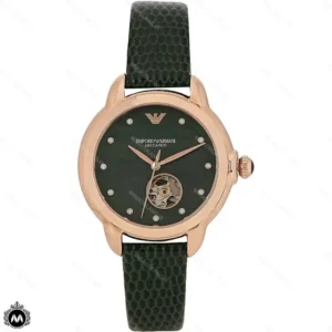 ساعت زنانه امپریو ارمانی رزگلد موتور اتوماتیک بند چرم Emporio Armani AR60073