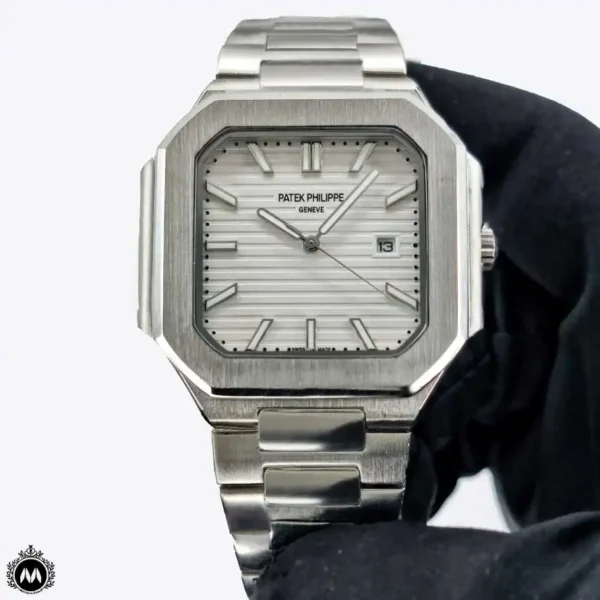 ساعت مچی مردانه پتک فیلیپ مدل کوبیتوس صفحه نقره ای Patek Philippe Cubitus C9046G