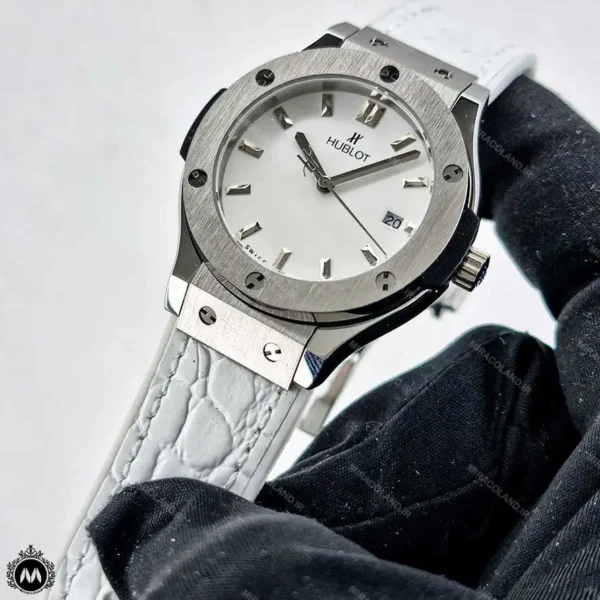 ساعت مچی زنانه هابلوت موتور کوارتز بند طرح پوست ماری Hublot BigBang H45877L