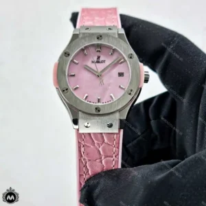 ساعت مچی زنانه هابلوت موتور کوارتز بند طرح پوست ماری Hublot BigBang H45877L