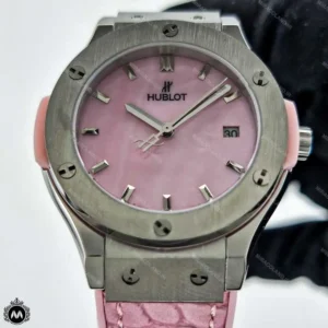 ساعت مچی زنانه هابلوت موتور کوارتز بند طرح پوست ماری Hublot BigBang H45877L