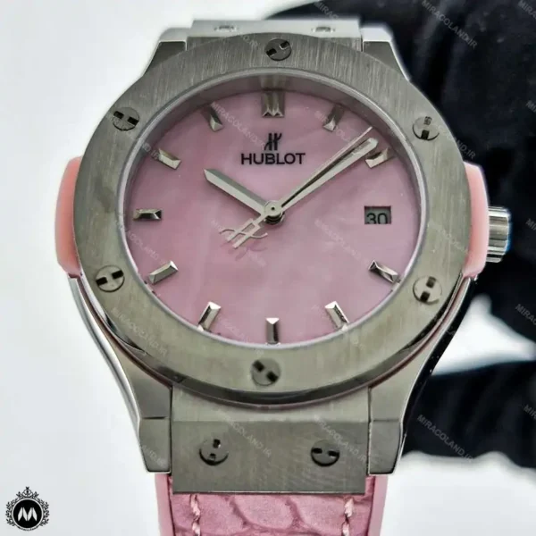 ساعت مچی زنانه هابلوت موتور کوارتز بند طرح پوست ماری Hublot BigBang H45877L