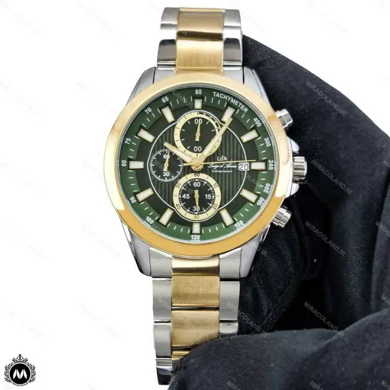 ساعت مچی مردانه لویجی دی انا طلایی صفحه سبز کرنوگراف موتور کوارتز LDA 2484