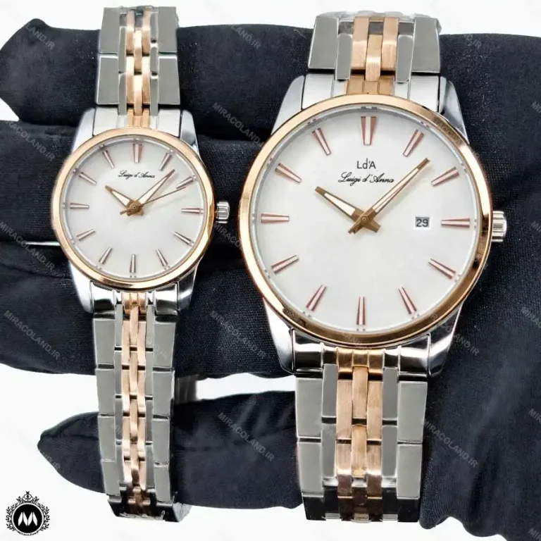 ساعت مچی ست مردانه زنانه لویجی دی انا کلاسیک رزگلد نقره ای موتور کوارتز LDA 2558