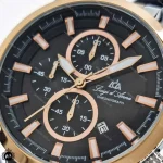 ساعت مچی مردانه لویجی دی انا دورنگ رزگلد صفحه مشکی کرنوگراف موتور کوارتز LDA 2465