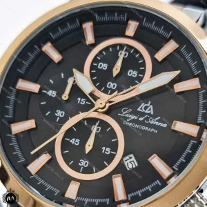 ساعت مچی مردانه لویجی دی انا دورنگ رزگلد صفحه مشکی کرنوگراف موتور کوارتز LDA 2465