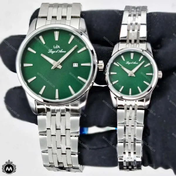 ساعت مچی ست مردانه زنانه لویجی دی انا کلاسیک صفحه سبز موتور کوارتز LDA 2558