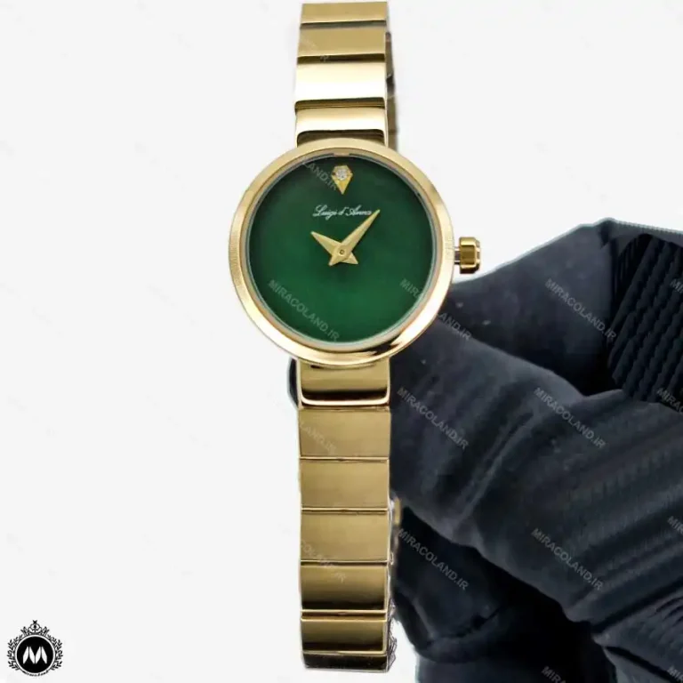 ساعت مچی زنانه لویجی دی انا کلاسیک طلایی صفحه سبز LDA 2488