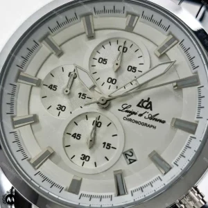 ساعت مچی مردانه لویجی دی انا سیلور صفحه سفید کرنوگراف موتور کوارتز LDA 2518