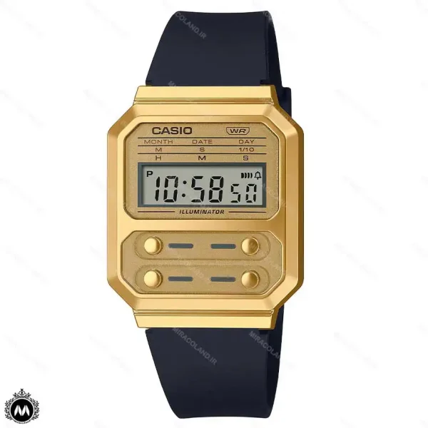 ساعت مچی کاسیو دیجیتالی قاب طلایی Casio A100WEFG-9A