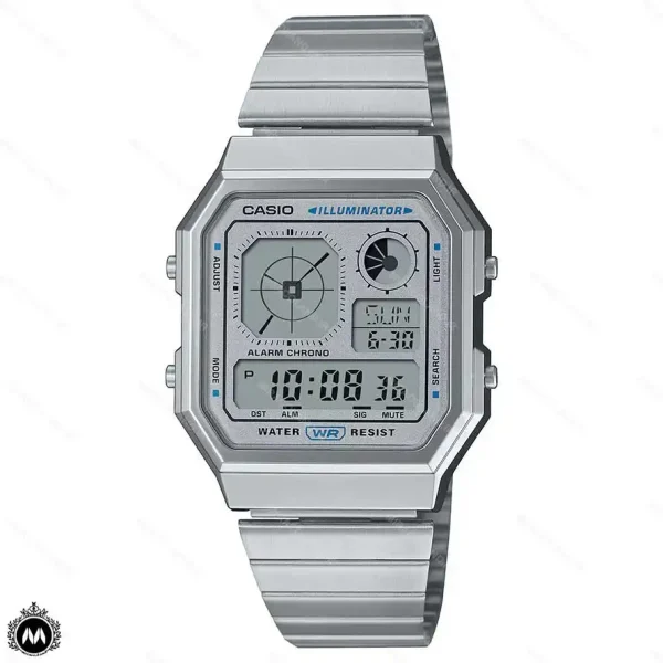 ساعت مچی کاسیو دیجیتالی مدل ساعت جهانی نقره ای Casio A130WE-7A