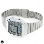 ساعت مچی کاسیو دیجیتالی مدل ساعت جهانی نقره ای Casio A130WE-7A