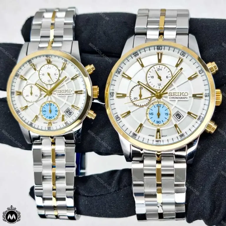 ساعت مچی ست مردانه زنانه سیکو دورنگ صفحه سفید SEIKO CHOROGRGH S2058GL