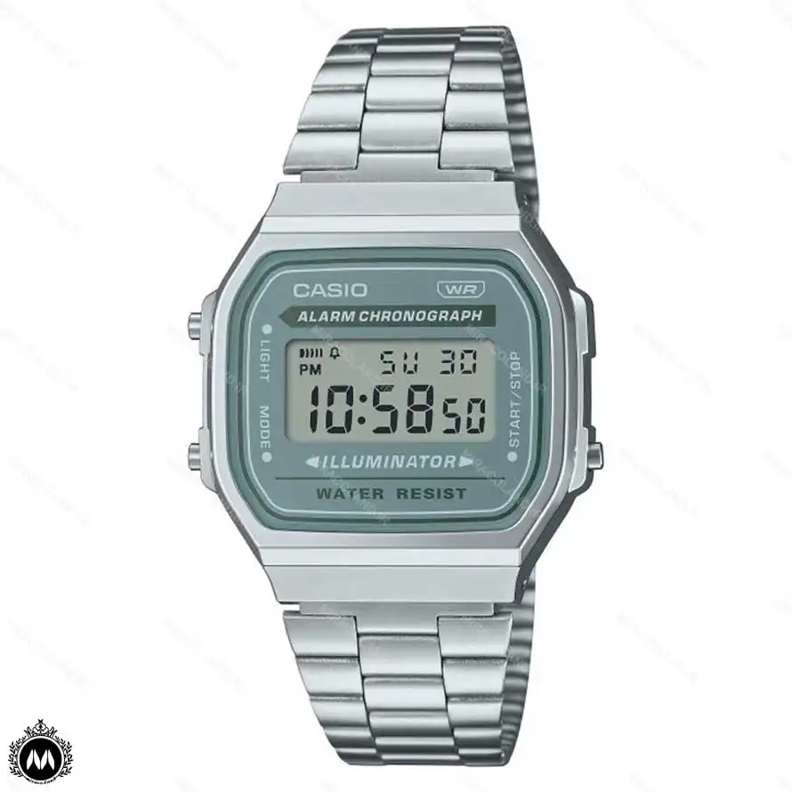 A168WA-3AY-0 ساعت مچی کاسیو دیجیتالی صفحه نقره ای Casio A168WA-3AY