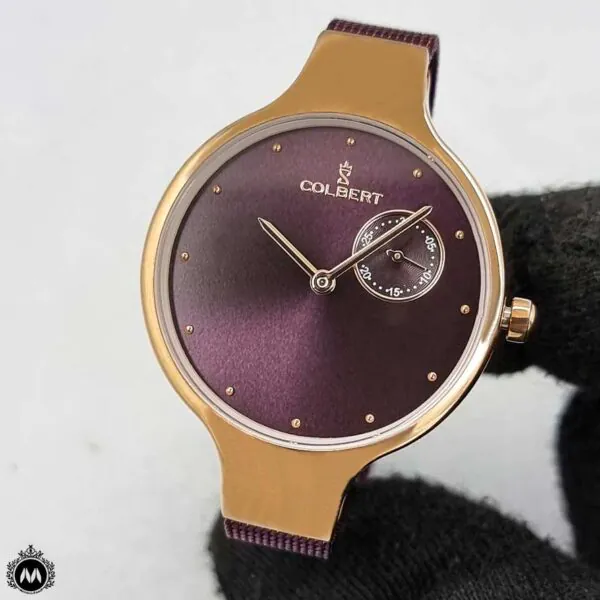 ساعت مچی زنانه کلبرت بند حصیری بنفش COLBERT 0192L